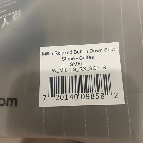 NEW IN BAG BYLT MILLIE RELAXED BUTTON DOWN SHIRT- Striped- Coffee- size S - Picture 6 of 6